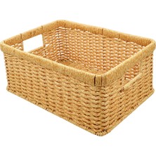 Kenan Rattan Sepeti Depolama Dikdörtgen Mutfak Rafı Çiftlik Evi Işığı 34X24X14CM (Yurt Dışından)