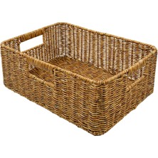 Kenan Rattan Sepet Sundurukları Kiler Oturma Odası Tezgahı Için Depolama Sepeti Karanlık 38X26X13CM (Yurt Dışından)