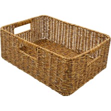 Kenan Rattan Sepet Sundurukları Kiler Oturma Odası Tezgahı Için Depolama Sepeti Karanlık 38X26X13CM (Yurt Dışından)