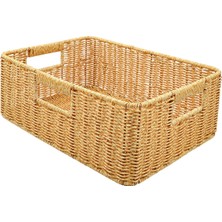 Kenan Rattan Sepet Sundurukları Kiler Oturma Odası Tezgah Işığı Için Depolama Sepeti 38X26X13CM (Yurt Dışından)