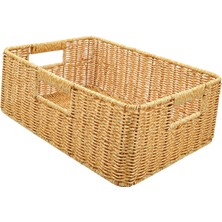 Kenan Rattan Sepet Sundurukları Kiler Oturma Odası Tezgah Işığı Için Depolama Sepeti 38X26X13CM (Yurt Dışından)