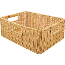 Kenan Rattan Sepet Sundurukları Kiler Oturma Odası Tezgah Işığı Için Depolama Sepeti 38X26X13CM (Yurt Dışından)