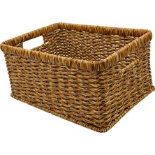 Kenan Rattan Sepet Sundurukları Kiler Oturma Odası Tezgahı Için Depolama Sepeti Dark 34X24X14CM (Yurt Dışından)