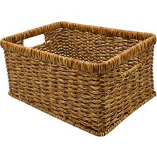 Kenan Rattan Sepet Sundurukları Kiler Oturma Odası Tezgahı Için Depolama Sepeti Dark 34X24X14CM (Yurt Dışından)