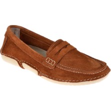 Beety Hakiki Deri Comfort Kadın Babet BEE-17301   Taba Süet