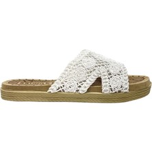 Liger Kadın Örgülü Günlük Rahat Terlik BEYAZ