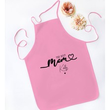 Bk Gift Kişiye Özel Isimli Anneler Günü Tasarımlı Pembe Mutfak Önlüğü, Aşçı Önlüğü, Şef Önlüğü, Anneye Hediye-17