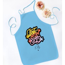 Bk Gift Kişiye Özel Isimli Anneler Günü Tasarımlı Mavi Mutfak Önlüğü, Aşçı Önlüğü, Şef Önlüğü, Anneye Hediye-12