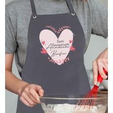Bk Gift Kişiye Özel Isimli Anneler Günü Tasarımlı Profesyonel Antrasit Mutfak Önlüğü, Aşçı Önlüğü, Şef Önlüğü, Anneye Hediye-20