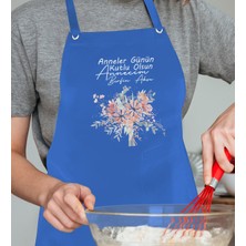 Bk Gift Kişiye Özel Isimli Anneler Günü Tasarımlı Profesyonel Mavi Mutfak Önlüğü, Aşçı Önlüğü, Şef Önlüğü, Anneye Hediye-19