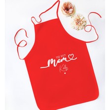 Bk Gift Kişiye Özel Isimli Anneler Günü Tasarımlı Kırmızı Mutfak Önlüğü, Aşçı Önlüğü, Şef Önlüğü, Anneye Hediye-18