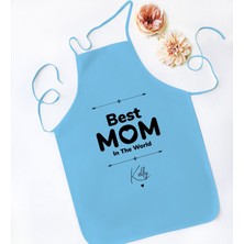 Bk Gift Kişiye Özel Isimli Anneler Günü Tasarımlı Mavi Mutfak Önlüğü, Aşçı Önlüğü, Şef Önlüğü, Anneye Hediye-15