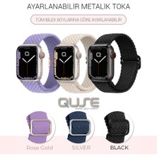 Quse Apple Watch Series SE/10/9/8/7/6/5/4/3/Ultra Uyumlu 49mm-46mm-45mm-44mm-42mm Ayarlanabilir Tokalı Örgü Kordon Cherry Powder