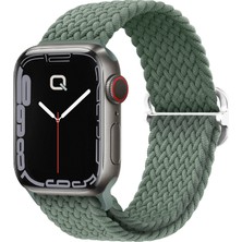 Quse Apple Watch Series SE/10/9/8/7/6/5/4/3/Ultra Uyumlu 49mm-46mm-45mm-44mm-42mm Ayarlanabilir Tokalı Örgü Kordon Zeytin Yeşili