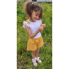 Novy Baby Fisto Kollu Tshirt ve Şortlu Kız Çocuk 2'li Takım - 3 - 6 Yaş - 2304