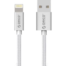 Orıco USB To Lightning iPhone 2.4A Örgülü Data ve Şarj Kablosu 1 Metre Gümüş