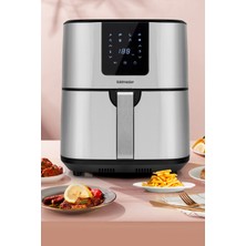 Goldmaster Avantajlı Ikili Set 7 Litre Inox Xxl Dokunmatik Airfryer Sıcak Hava Fritözü Çelik Cezveli Türk Kahve Makinesi