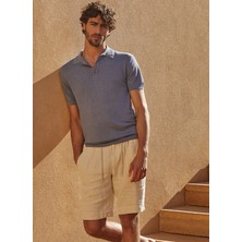 Mr. Mood Bağlamalı Bel Standart Koyu Bej Erkek Bermuda Şort Mr Rog Shorts