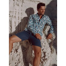 Mr. Mood Normal Bel Standart Lacivert Erkek Bermuda Şort Mr Tanger Shorts