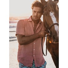 Mr. Mood Standart Düğmeli Yaka Pembe Erkek Gömlek Mr Short Sleeve