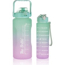 Comprox Motivasyonel 2'li Su Matarası Su Şişesi Suluk 2LT+750ML Yavrulu Tritan Spor Salonu Su Şişesi Suluk