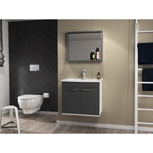 Ece Banyo Rubino Banyo Dolabı Beyaz - Antrasit 60 cm