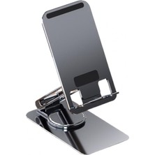 Microcase 360 Derece Dönerli Katlanabilir Masaüstü Telefon Tablet Tutucu Metal Stand - K51 AL3759 Koyu Gri
