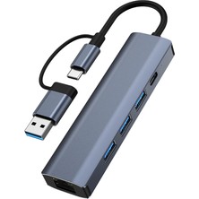 Binduo Dizüstü Bilgisayar Masaüstleri Için USB C - Ethernet Adaptör Kompakt USB Hub (Yurt Dışından)