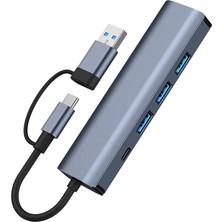 Binduo Dizüstü Bilgisayar Masaüstleri Için USB C - Ethernet Adaptör Kompakt USB Hub (Yurt Dışından)