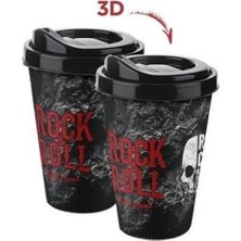 Gizzodo 3D Efektli Kapaklı Kahve Bardağı, Taşınabilir Pratik Içecek Bardağı