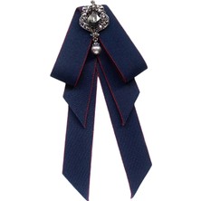 Plaza Kadınlar Bow Tie Vintage College Style Rhinestone Kravat Balo Hediye Elbisesi Lacivert (Yurt Dışından)