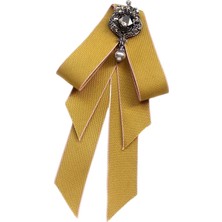 Plaza Kadınlar Boyun Boya Tie Vintage College Style Rhinestone Kravat Balo Hediye Elbisesi Sarı (Yurt Dışından)
