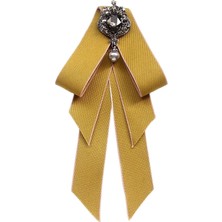 Plaza Kadınlar Boyun Boya Tie Vintage College Style Rhinestone Kravat Balo Hediye Elbisesi Sarı (Yurt Dışından)