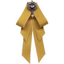 Plaza Kadınlar Boyun Boya Tie Vintage College Style Rhinestone Kravat Balo Hediye Elbisesi Sarı (Yurt Dışından)