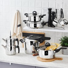 Karaca Elena 15 Parça Düdüklü Tencere Çaydanlık Çelik Çeyiz Seti