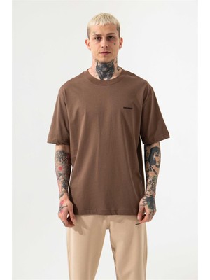 Machinist Relaxed Basıc Pamuklu T-Shırt Kahve