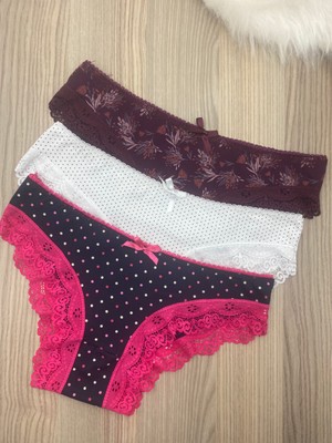 Donlizza Bikini 3 Adet Beli Floş Damla, Paça Sur Dantel