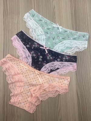 Donlizza Bikini 3 Adet Beli Floş Damla, Paça Sur Dantel