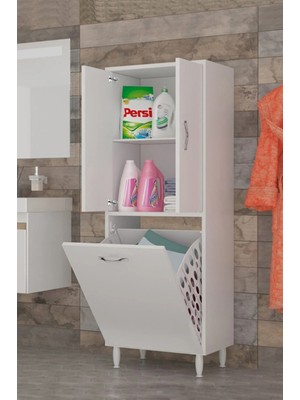 Azzuri Furniture Kopya - Azzuri Home  Infinity Kirli Çamaşır Sepetli Banyo Kiler Oyuncak Çok Amaçlı Dolap Azr-10-11