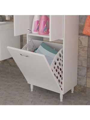 Azzuri Furniture Kopya - Azzuri Home  Infinity Kirli Çamaşır Sepetli Banyo Kiler Oyuncak Çok Amaçlı Dolap Azr-10-11