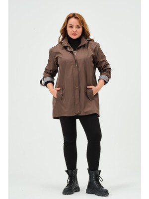 Glr & Gym Sumru Mevsimlik Büyük Beden Kadın Polyester Kadın Trençkot Mont