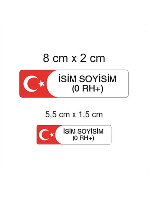 Ömr Dizayn Hediye Türk Bayrağı Isim ve Kan Grubu Motorsiklet Etiket Sticker M2