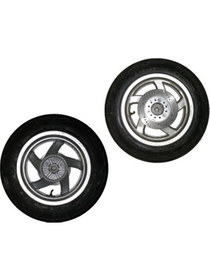 Scooter Arka Jant 12 Gri T5 Diskli Tip Küçük Göbek Lastikli Disk Dahil (4.00-12)