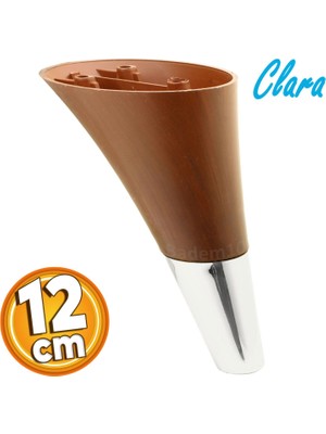 Badem10 Clara Mobilya Kanepe Sehpa Tv Ünitesi Baza Koltuk Ayağı Kahverengi Krom Renk 12 cm Ayakları
