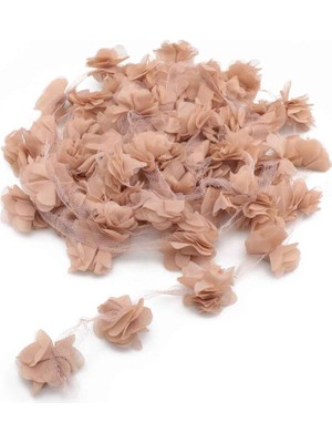 Trendgeldi Lazer Kesim Şerit Çiçek Koyu Bej 5m