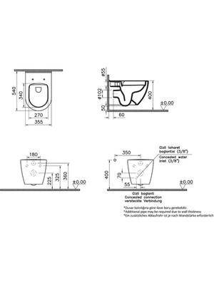 Vitra S60 Kanalsız Asma Klozet + Vitra Slim Duroplast Kapak