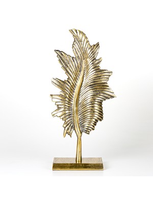 Herdekora Dekoratif Metal Kaideli Yaprak Gold Eskitme 23X48X9,5 Cm.