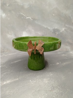 X Mermer Mermer Sunum Tabağı-Pirinç Kelebek Aksesuarlı