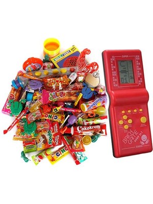 Nostaljik Lezzetler Yılbaşı Nostaljik  Kutusu Kırmızı Tetrisli Büyük Boy 80'ler 90'lar