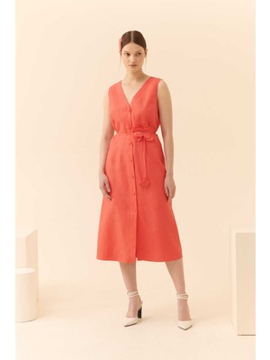 ROMAN Düğmeli Günlük Elbise Nar Çiçeği Y2311043_112